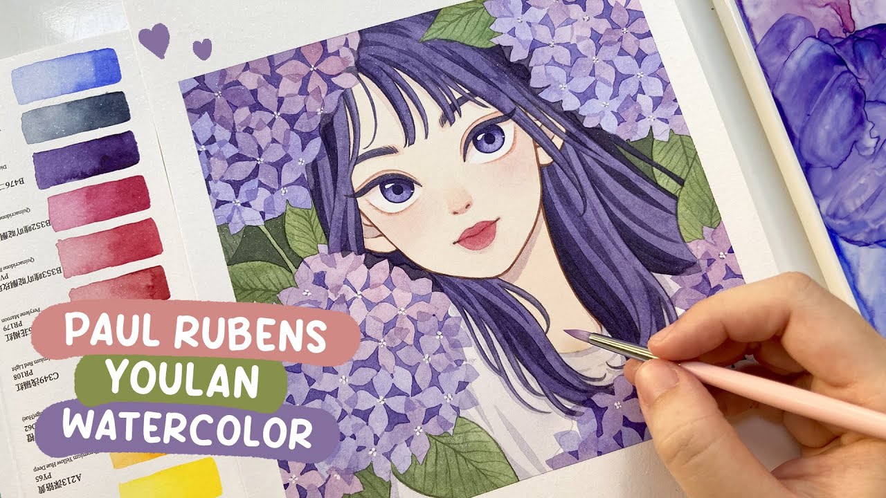 🍇 Trying Out New Watercolor / YouLan Artist Watercolor Paint Set Review / Paul Rubens 5th generation