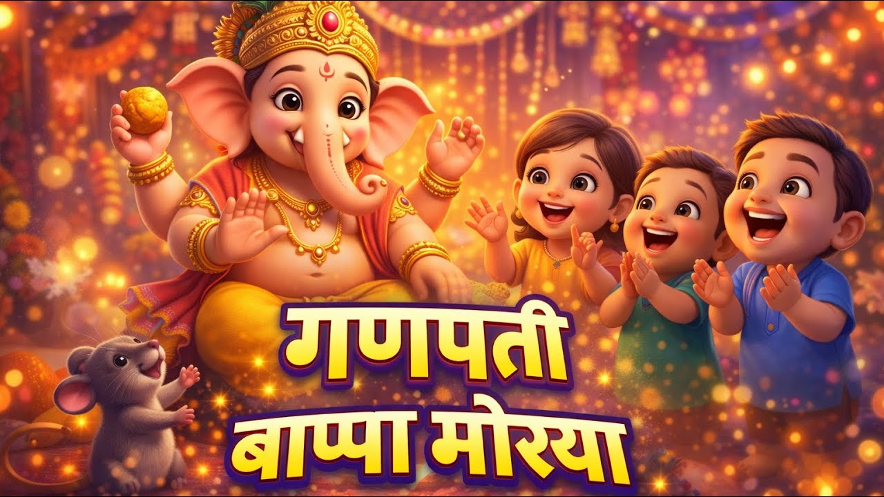 Ganpati bappa Morya | गणपती बाप्पा मोरया |3D animation | Marathi balgeet | Kids song | Marathi song
