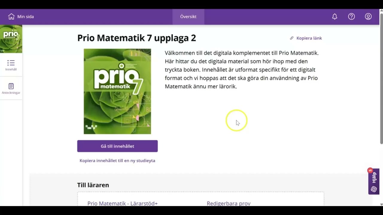 Instruktionsfilm elevinnehållet Prio Matematik Lärarstöd+