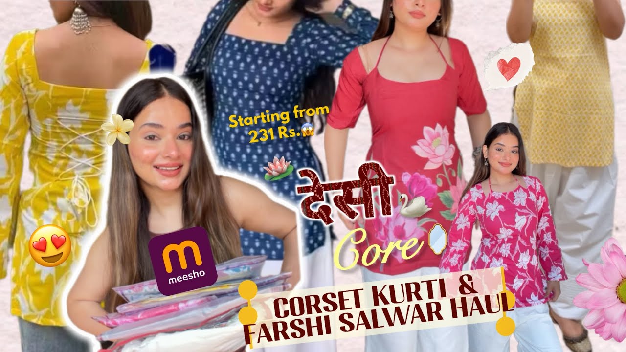 Meesho Corset Short Kurti & Farshi Salwar Haul🪷😍/Try on Haul #meesho #meeshofinds #haul #shortkurti 