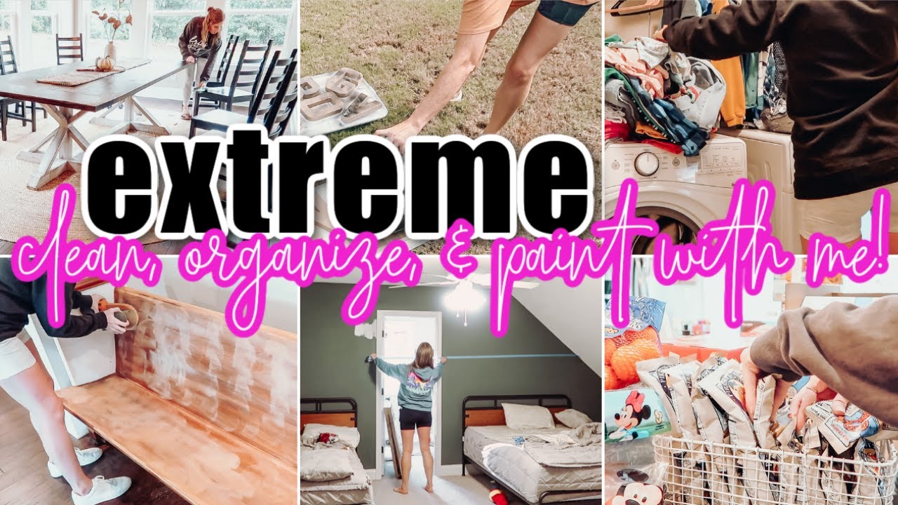 EXTREME CLEAN, ORGANIZE, + PAINT WITH ME! | BOYS' ROOM TRANSFORMATION
