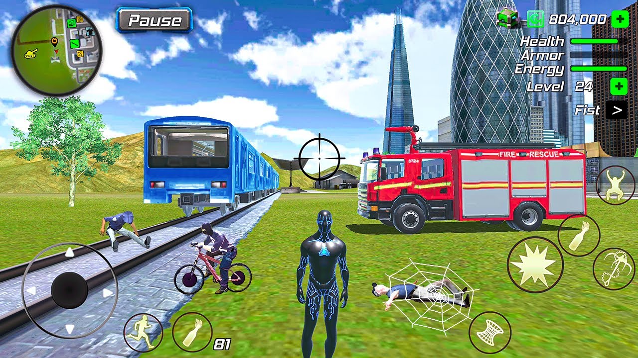 Black Hole Rope Hero Vice Vegas - Fire Truck at Train Station #4 - Android Gameplay