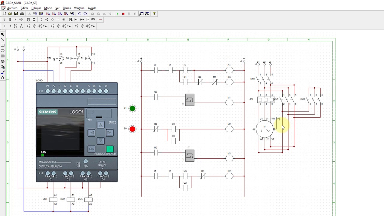 Arranque Estrella - Triangulo con PLC logo en CADE-SIMU