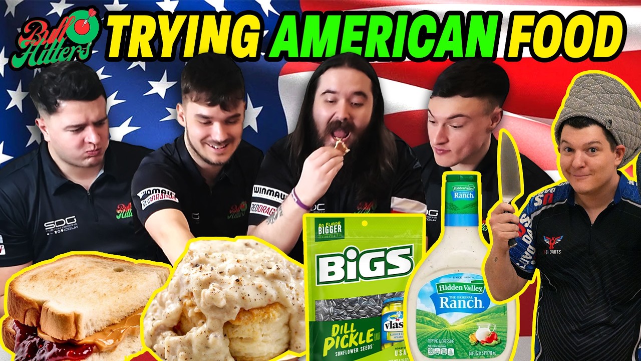 BULLHITTERS from the UK try AMERICAN FOOD for the FIRST time!