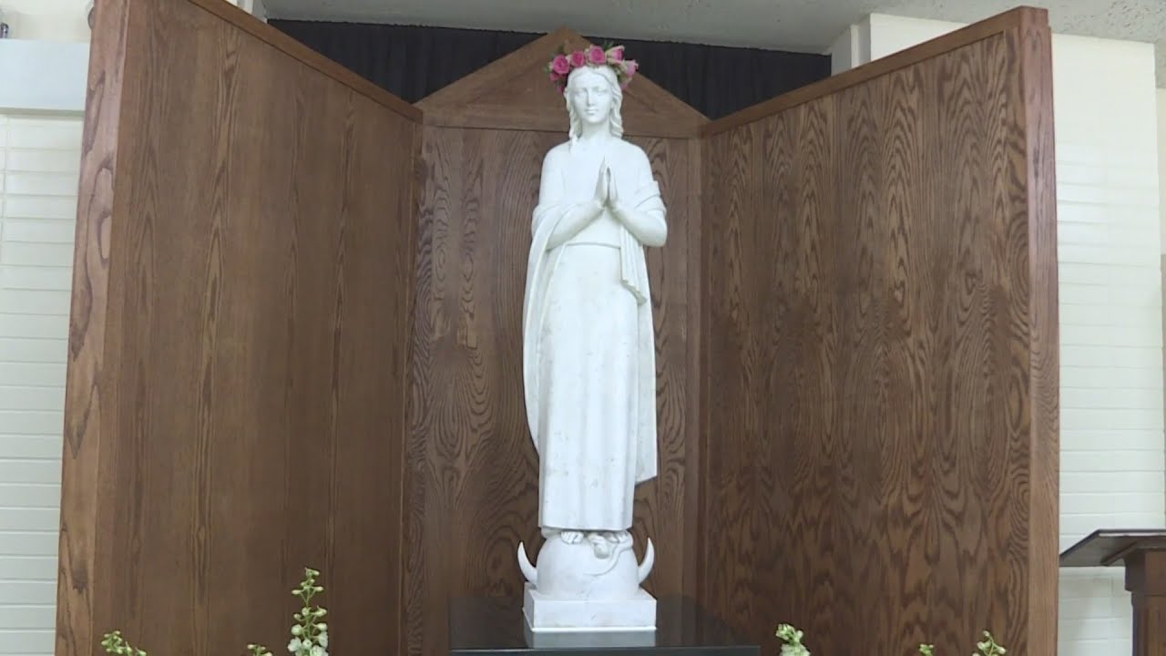 Commemorative statue returned to Our Lady of Angels fire site