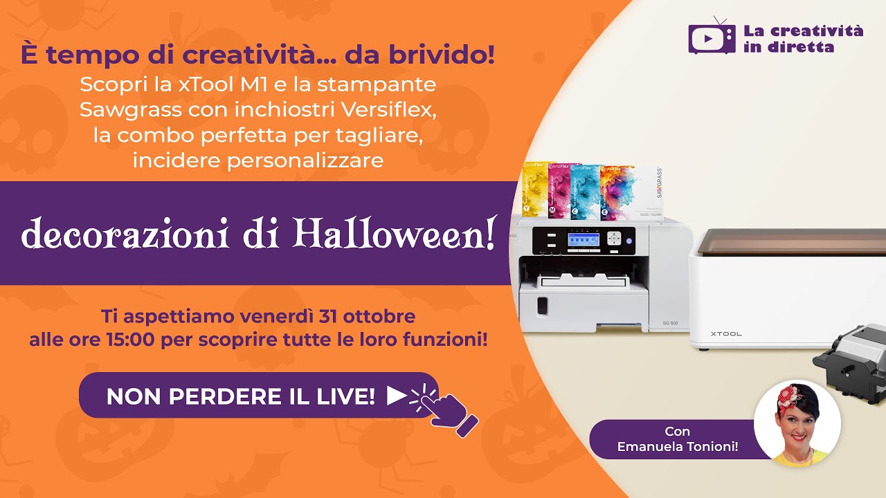 Speciale Halloween con macchina a taglio laser e plotter xTool M1 e stampante Sawgrass Versiflex!