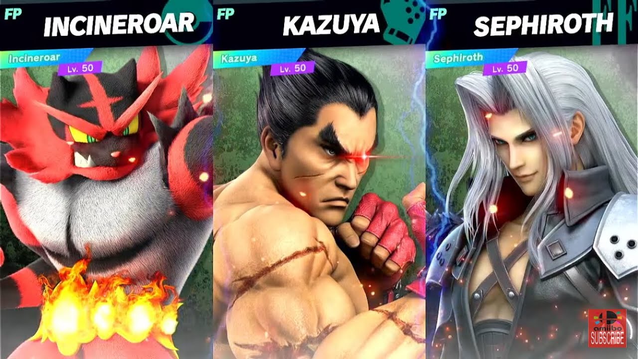 Super Smash Bros Ultimate Amiibo Fights Request Incineroar vs Kazuya vs Sephiroth