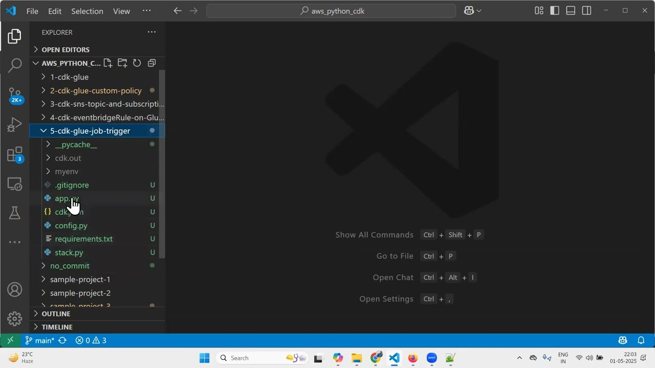 16 AWS Python CDK Training : Automating AWS Glue Jobs with CDK  Glue Trigger Setup