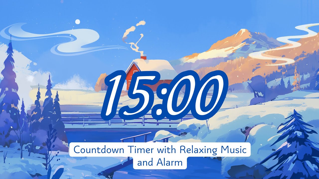 15 Minute Countdown Timer with Relaxing Music and Alarm | Winter Timer