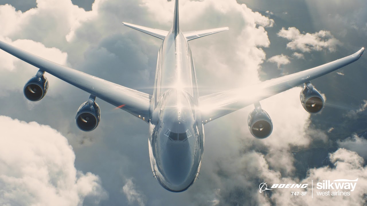 Air to Air Video of Silk Way West Airlines Boeing 747-8F