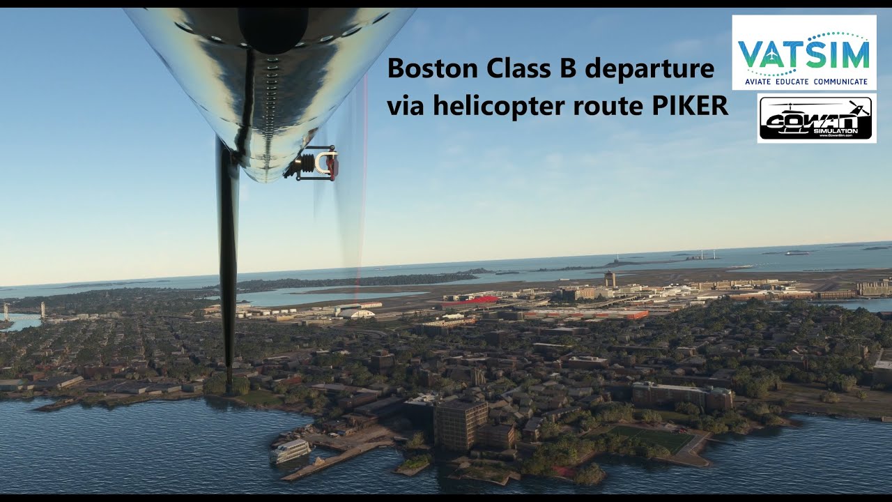 MSFS2020 | VATSIM | KBOS / BOS Class B departure via helicopter route PIKER | CowanSim MD 500E
