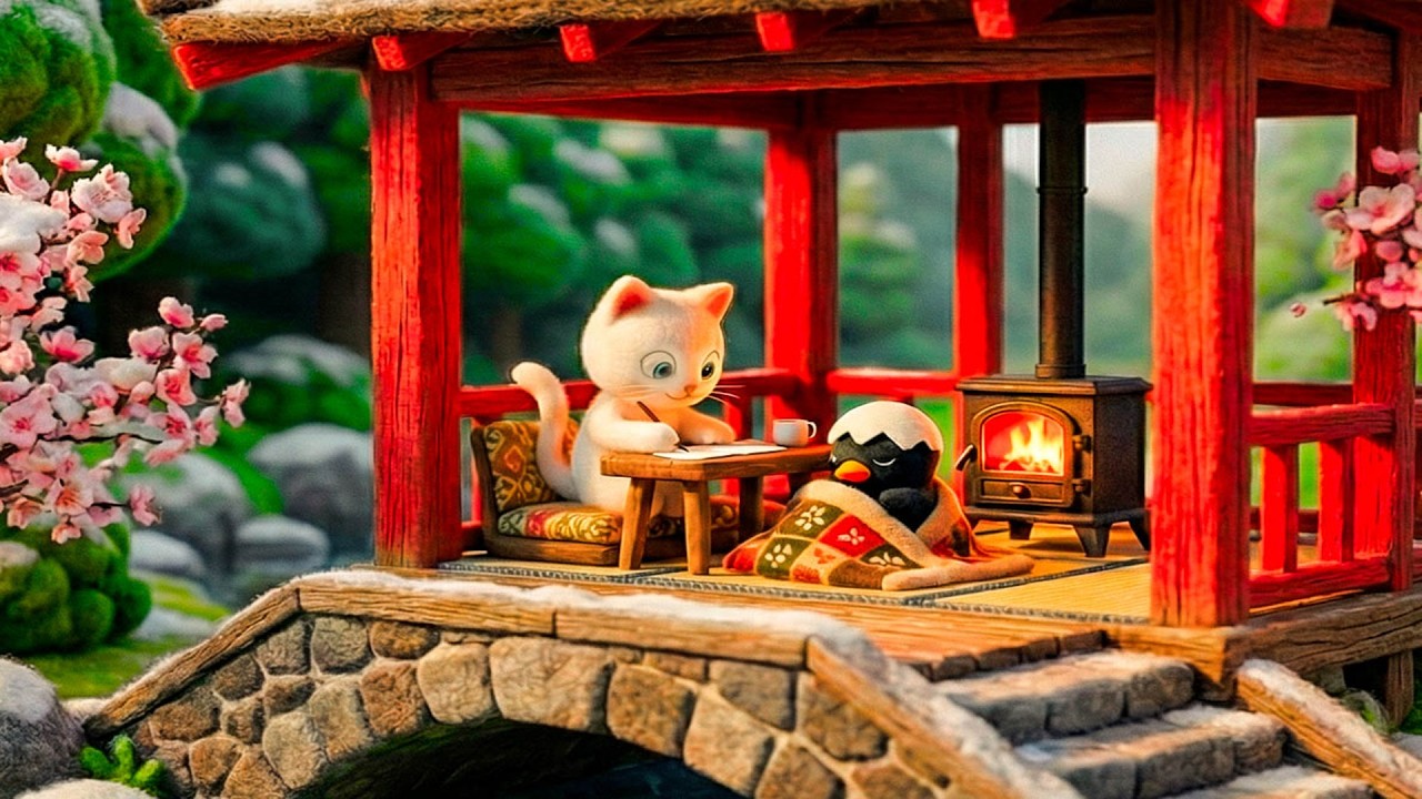 Escaping to a Quiet Place ⛩️ Snowy Japanese Garden Ambience | Chill Lofi Music for Study, Unwind