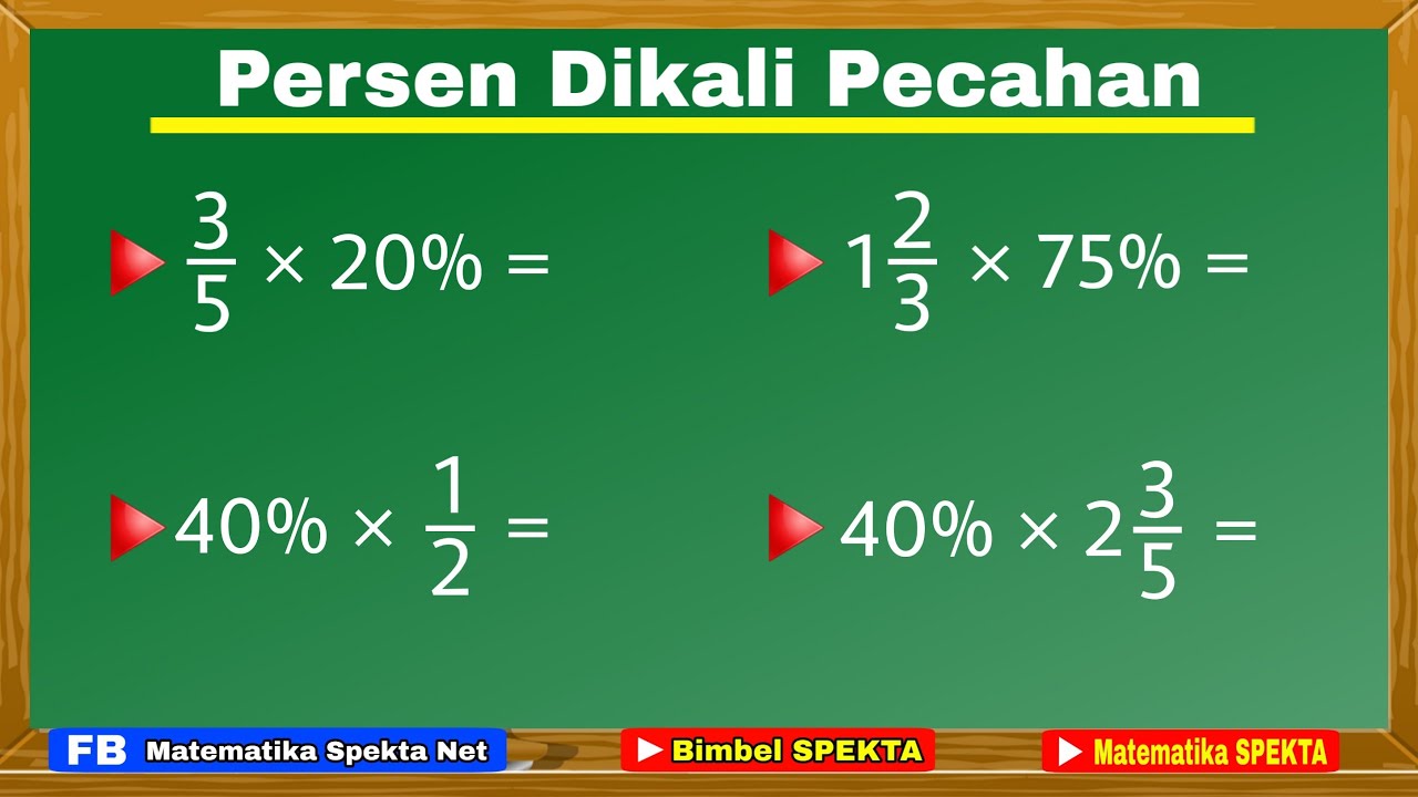 Cara Mudah Perkalian Pecahan dengan Persen dan juga Sebaliknya, Persen dikali Pecahan