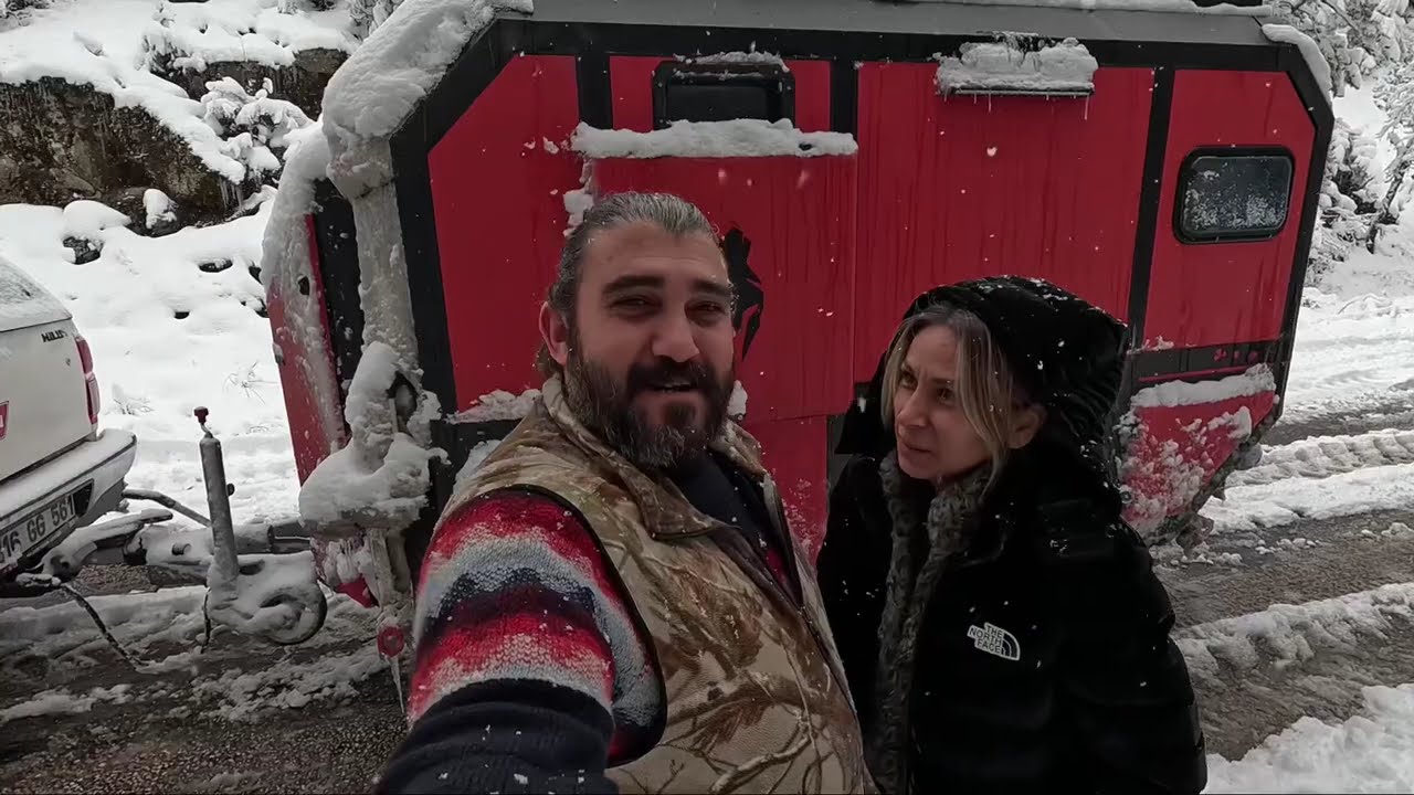 Yılın ilk kar kampı -5 derecede karavanda kamp