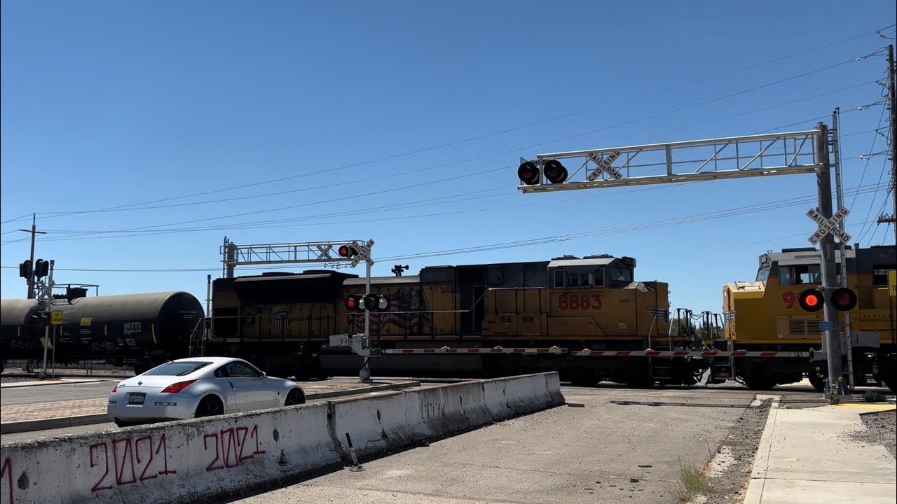 UP 9914 Stockton Turn Hauler With SD70AH North - E. Morada Lane Railroad Crossing, Stockton CA
