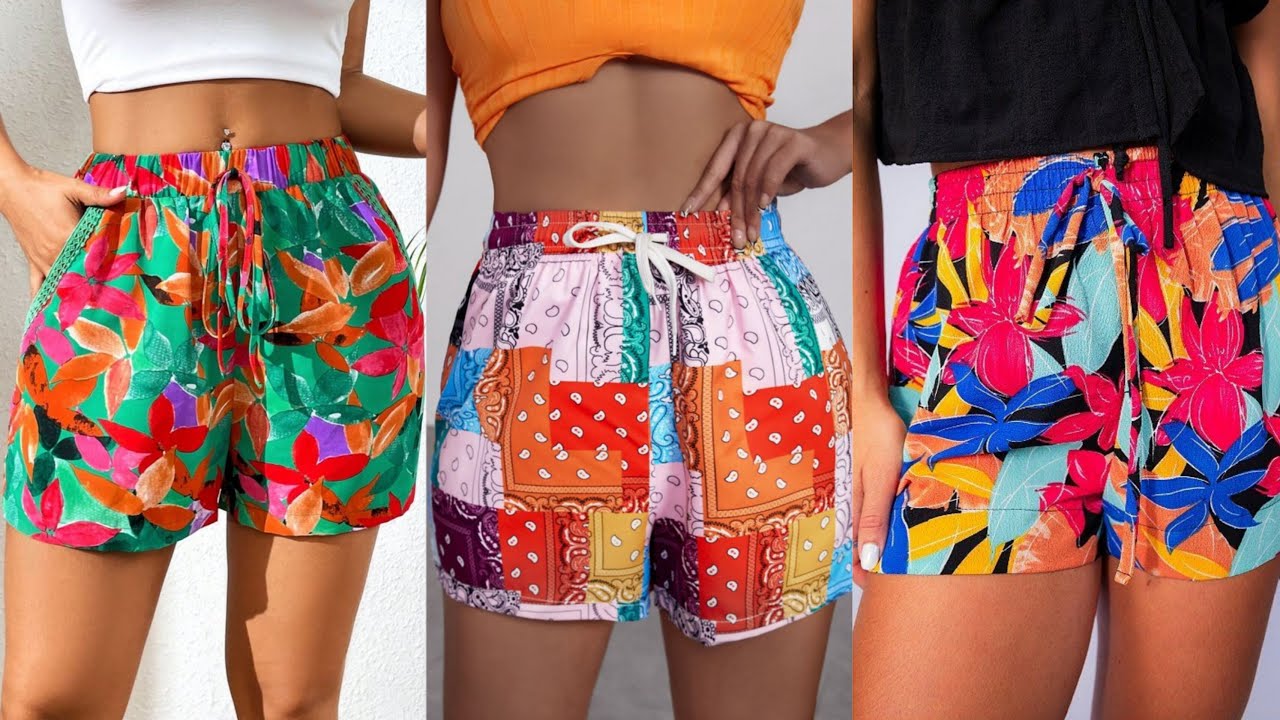 DIY : How To Cut And Sew Elastic Waistband Short Pant With  Drawstring And Side Pockets. #diy #howto
