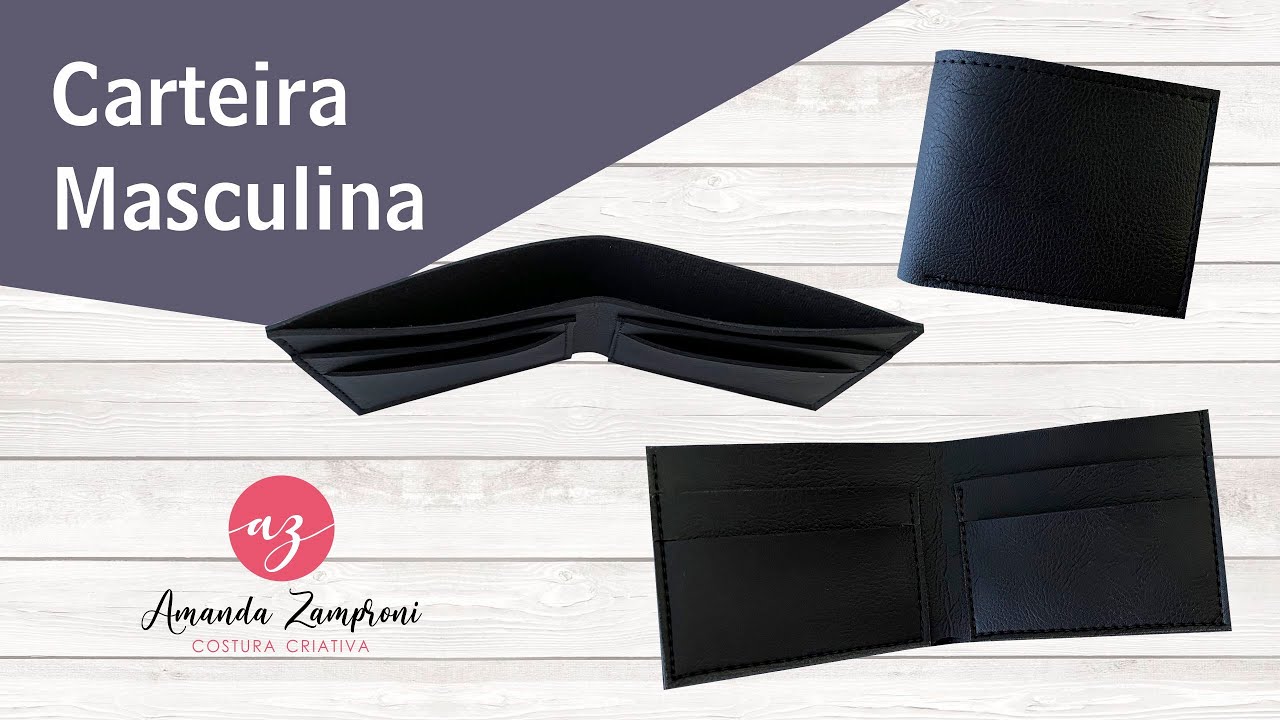 Como fazer uma Carteira Masculina em Sintético - Passo a Passo - PAP - Tutorial - DIY