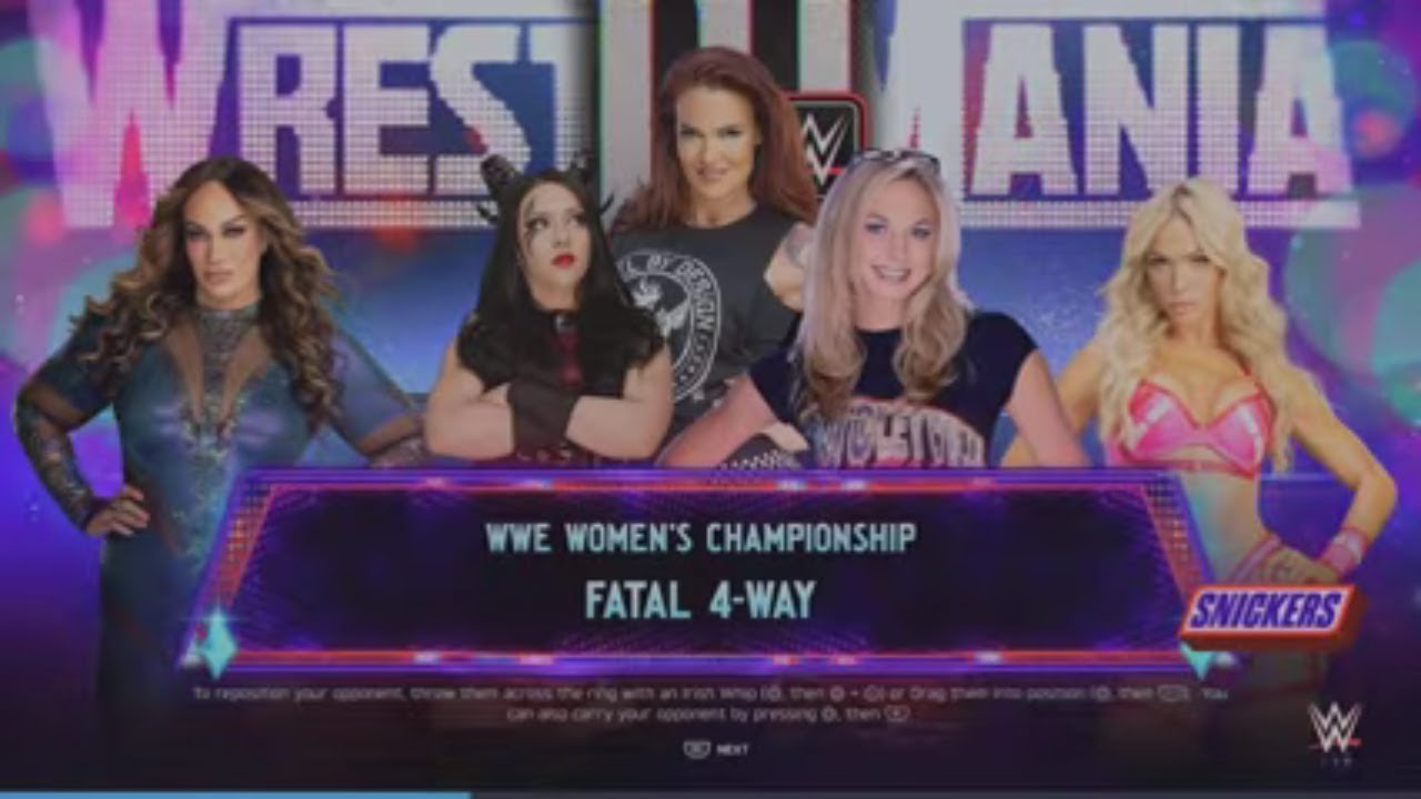 WWE 2K25 Стефани против Стейси, Максин, Нии. Матч «Fatal 4-Way» с приглашенным рефери. За женский...