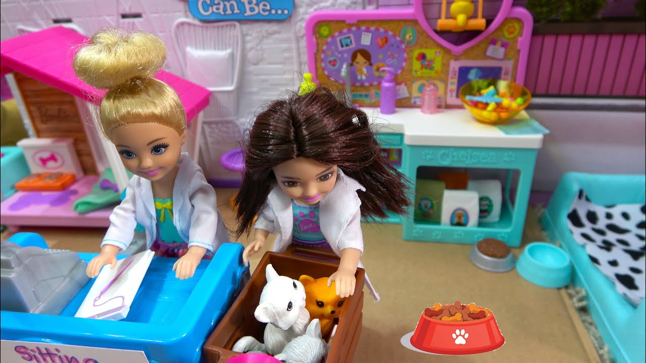 Barbie and Ken in Barbie Dream House with Barbie Sister Chelsea and Friends Fun Playdates
