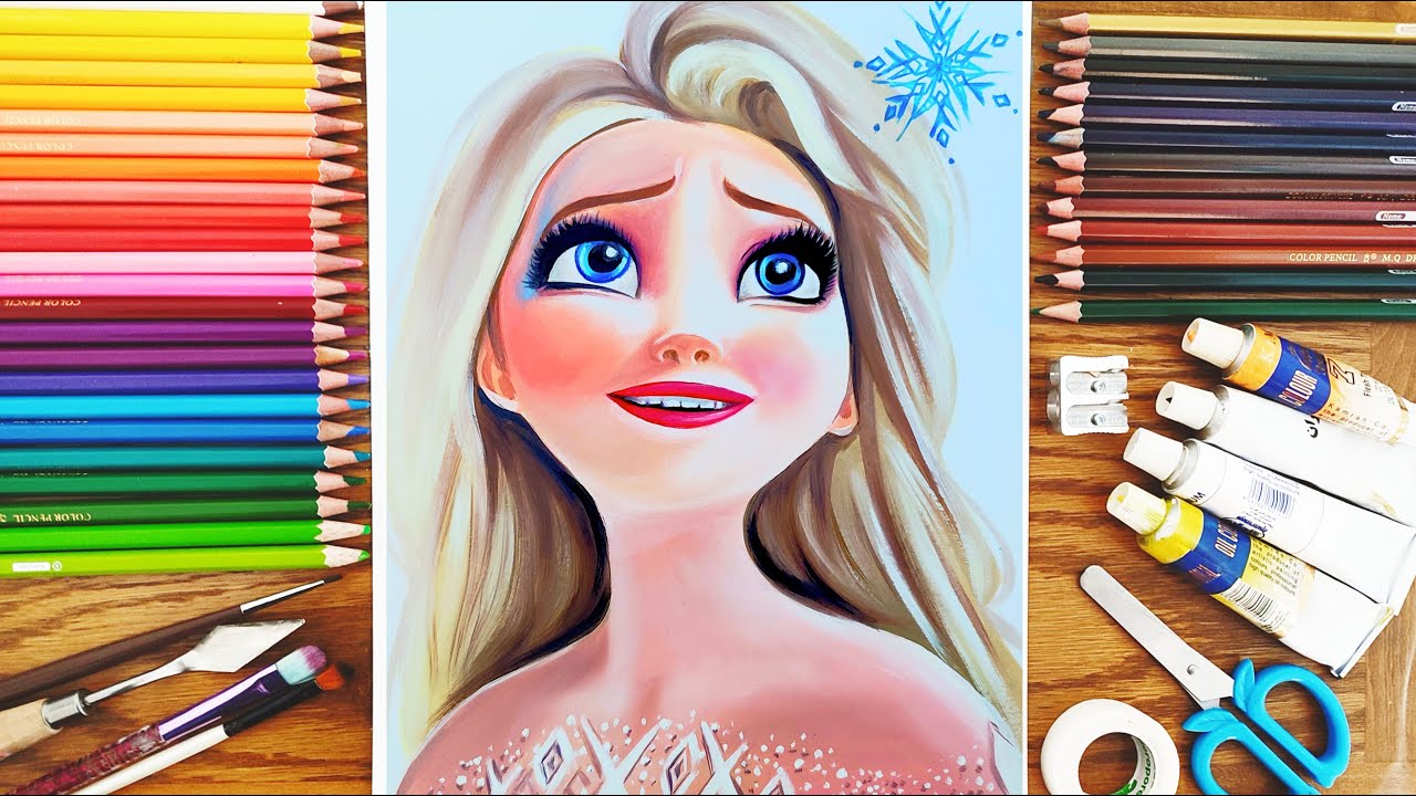 How To Drawing Princess Elsa | Drawing Princess Elsa From frozen 2.