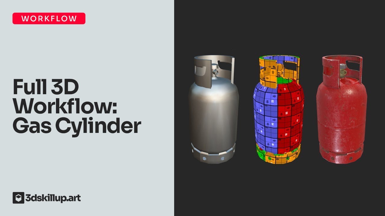 Full 3D Workflow: Gas Cylinder – Blender to Substance Painter (Real Time)