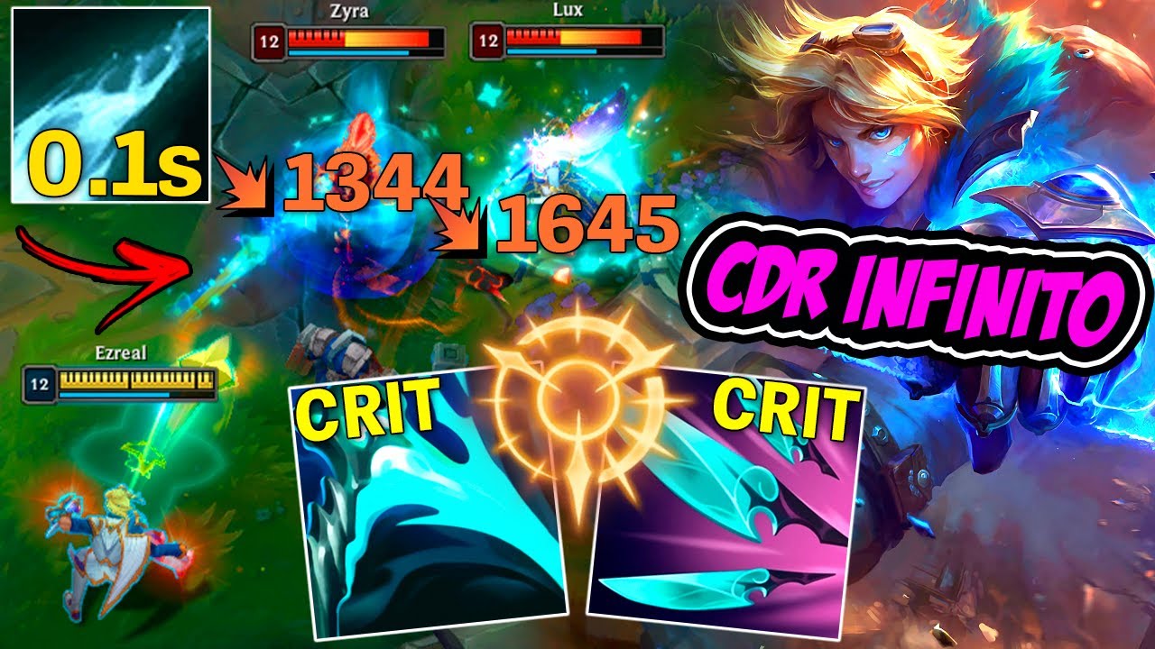 EZREAL FULL CRÍTICO BUILD METRALHADORA COM CDR INFINITO - LEAGUE OF LEGENDS
