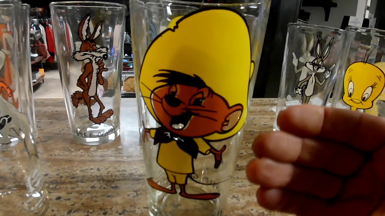 Looney Tunes Glasses from 1973, One worth $70 is it Pepe Le Pew, Speedy Gonzales, Bugs, Porky or....