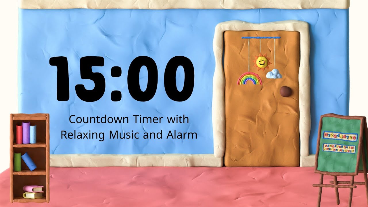 15 Minute Countdown Timer with Relaxing Music and Alarm | 3D Classroom Timer