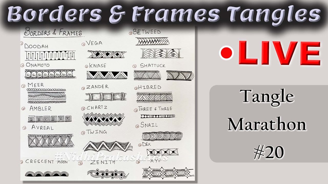How to draw tangles -  Borders & Frames Tangles  - Draw with CZT - Tangle Marathon - Day #20
