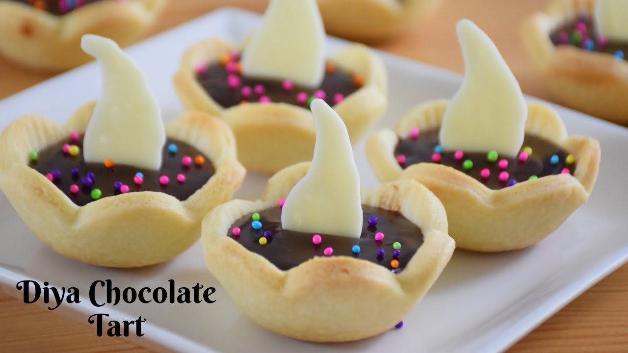 Diya Chocolate Tart | Chocolate Tart | Diya Dessert | Diwali Special | Eggless Tart Recipe