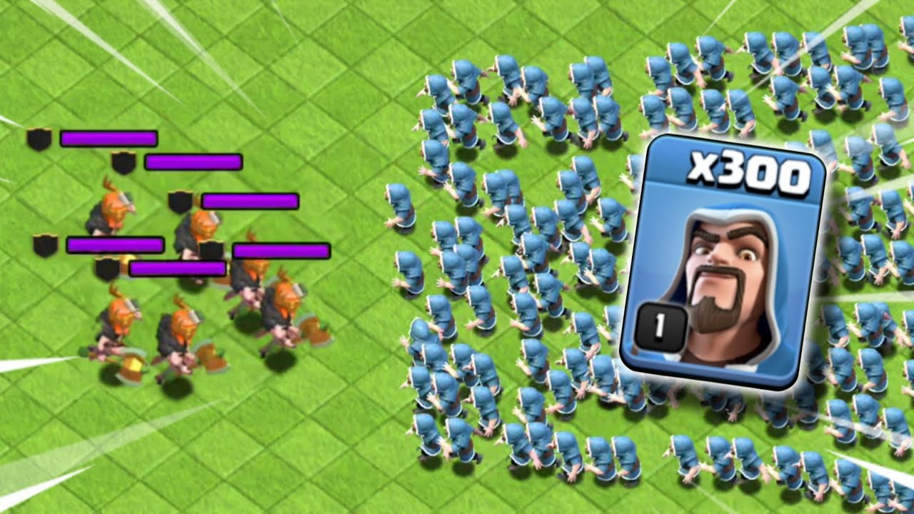 Max Valks vs 300x Level 1 Troops! (Clash of Clans)