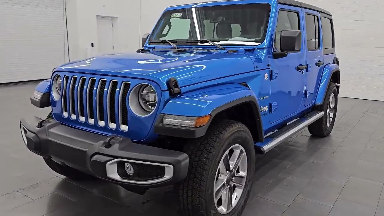 2022 Jeep Wrangler Unlimited Sahara Hydro Blue Pearlcoat Used. walk around for sale in Fond Du Lac,