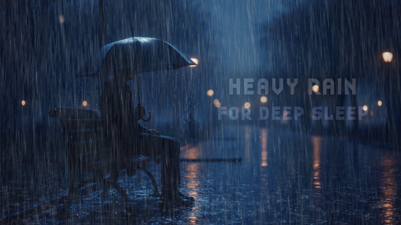 You’ll Fall Asleep Fast 😴 Heavy Rain & Thunder at Night 🌧️⚡ Umbrella Sounds