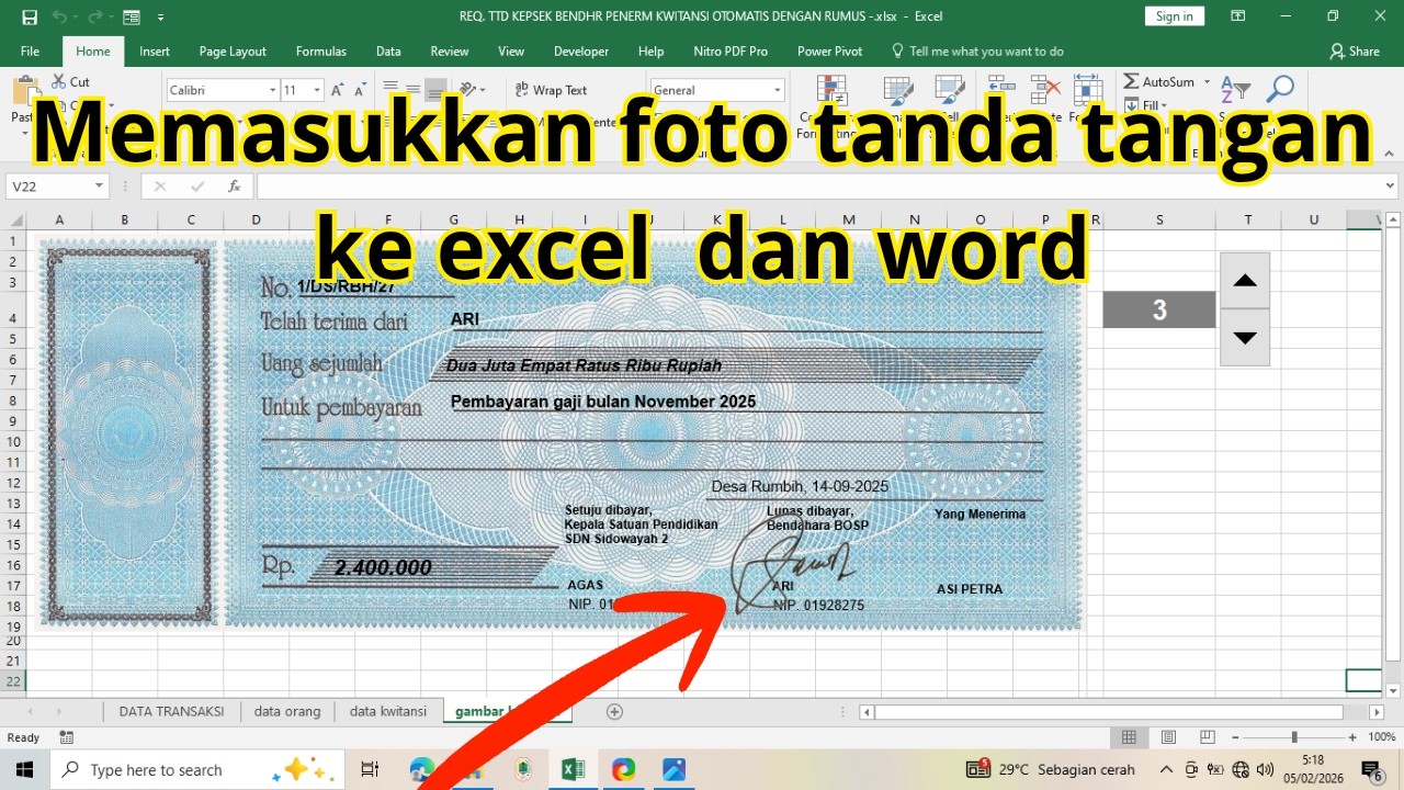 Cara memasukkan foto tanda tangan di excel dan word dengan mudah #fototandatangan