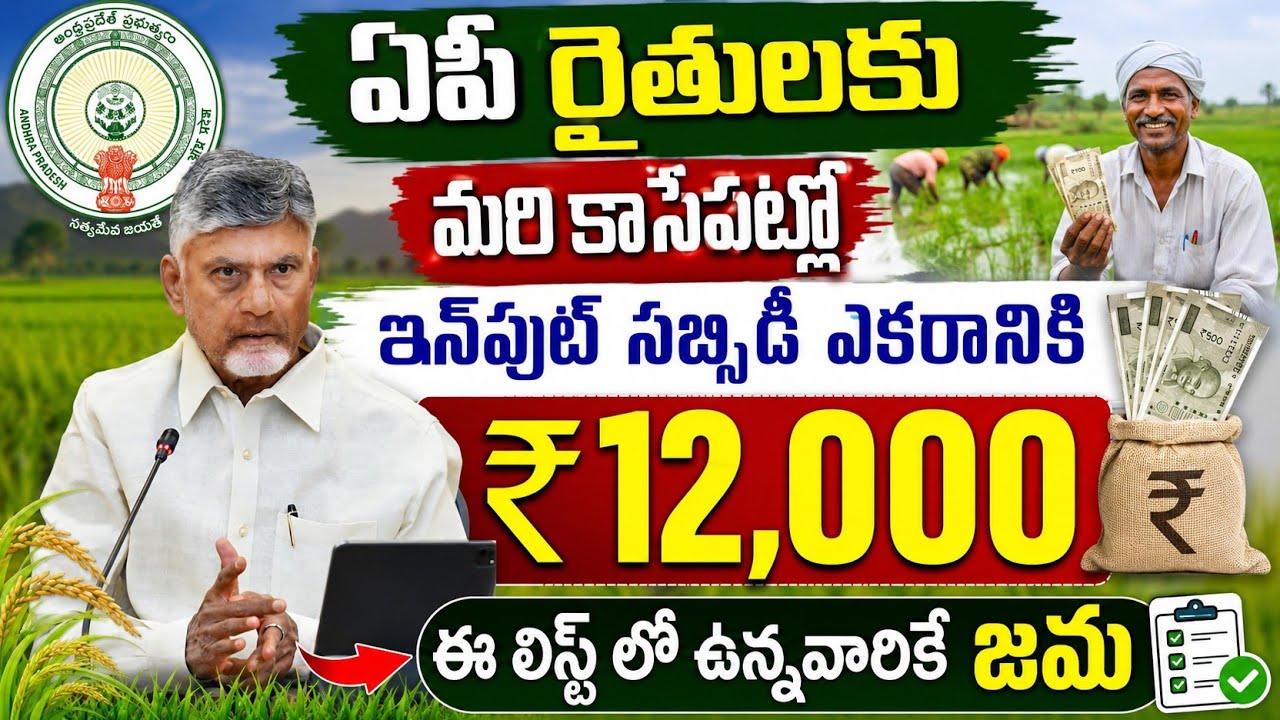 ఏపీ రైతులకు మరి కాసేపట్లో ₹12000 ఈ లిస్ట్ లో ఉన్నవారికే జమ|ap input subsidy payment status 