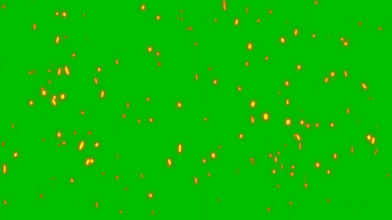 Burning Red Hot Sparks Rise From Large Fire Seamless Loop Backdrop of Bonfire Lights on Green Screen