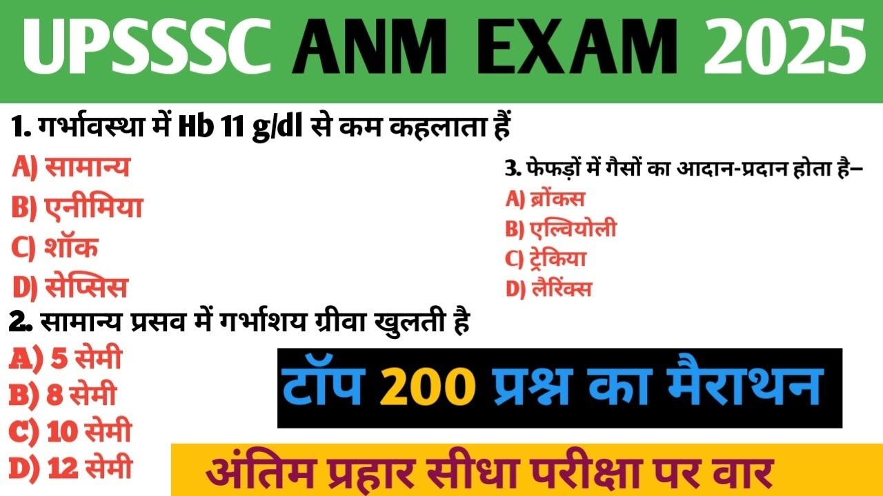 UPSSSC ANM 11 January  Question Paper 2026| UPSSSC ANM 200 Previous Year Question Paper  mairathon