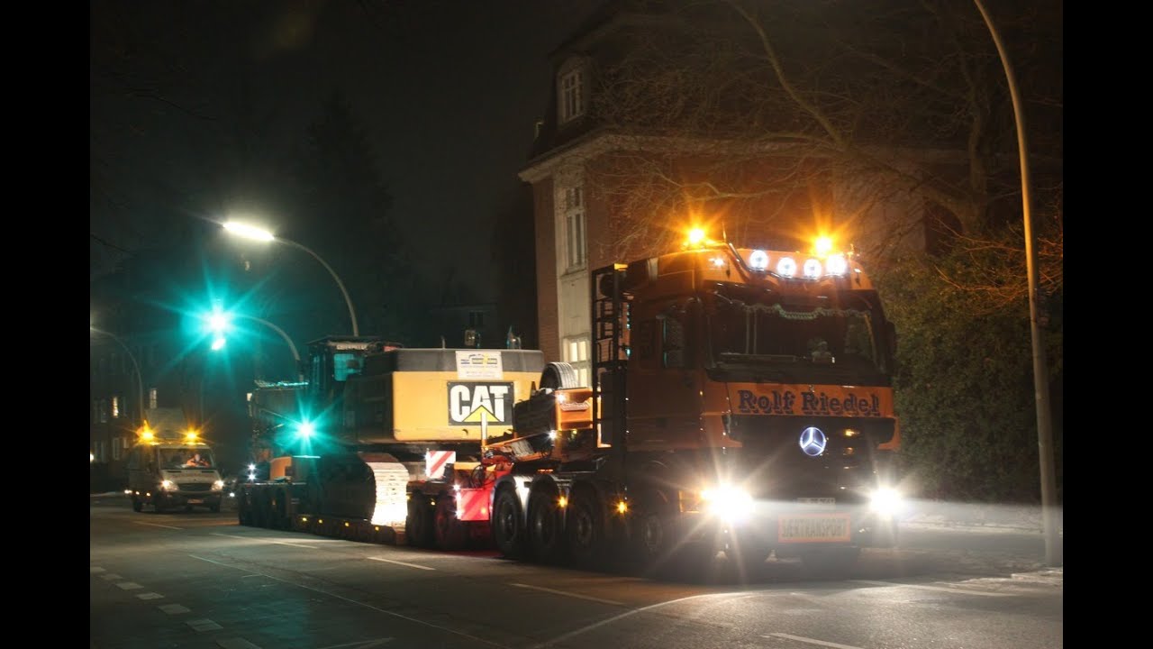 SCHWERTRANSPORT CATERPILLAR 345C LONGFRONT Rolf Riedel Actros