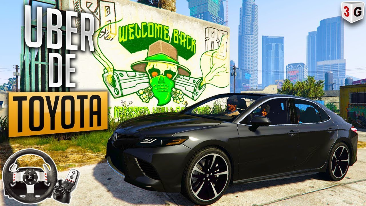 GTA V - UBER DE TOYOTA CAMRY COM GPS FALANTE - VOLANTE G27