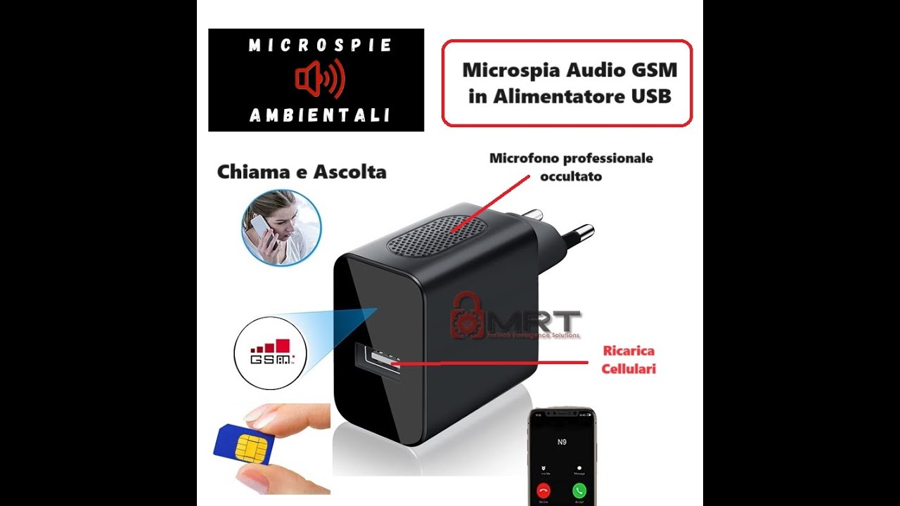 Microspia gsm audio spia all’interno di un vero caricatore USB: Ascolto in diretta a distanza.