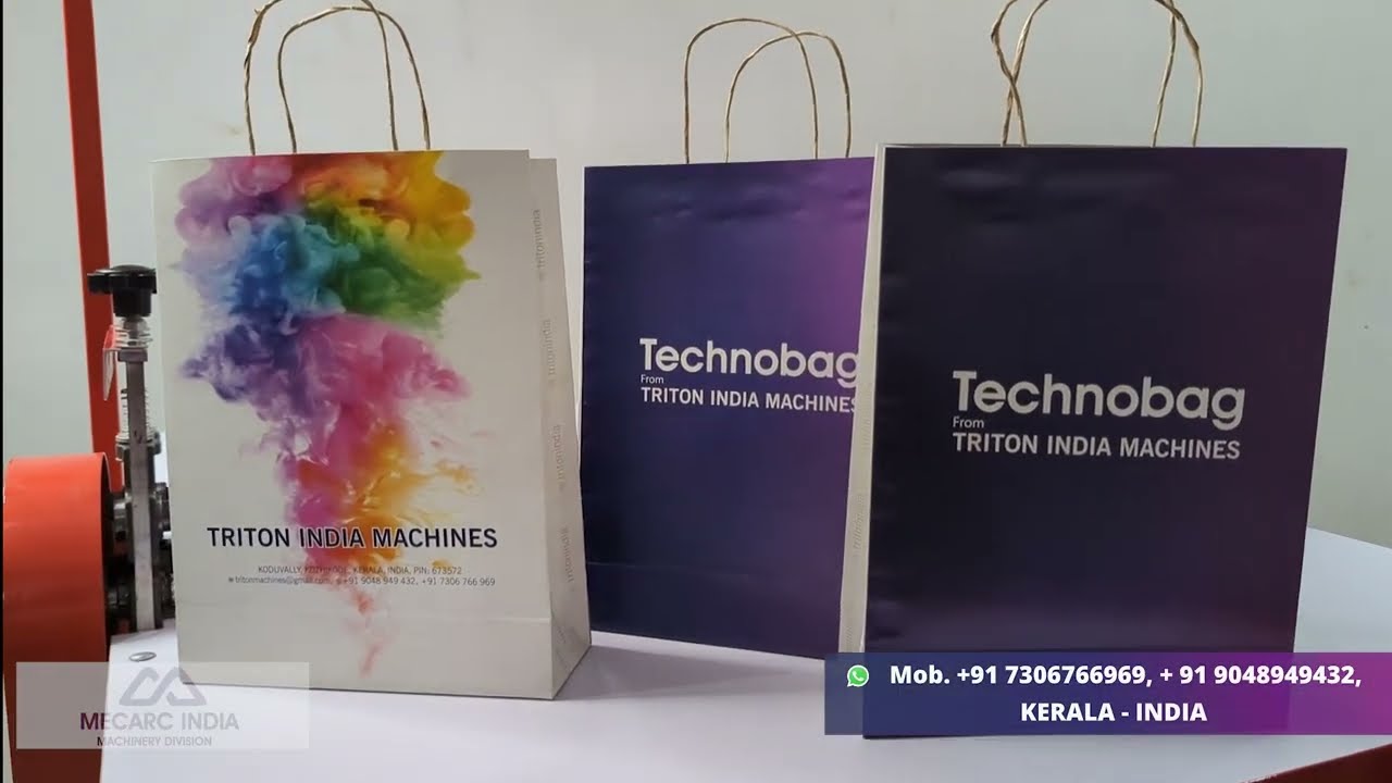 Semi-Automatic Paper Shopping bag Machine. Eco-Friendly Product Manufacturing,Low Investment Startup