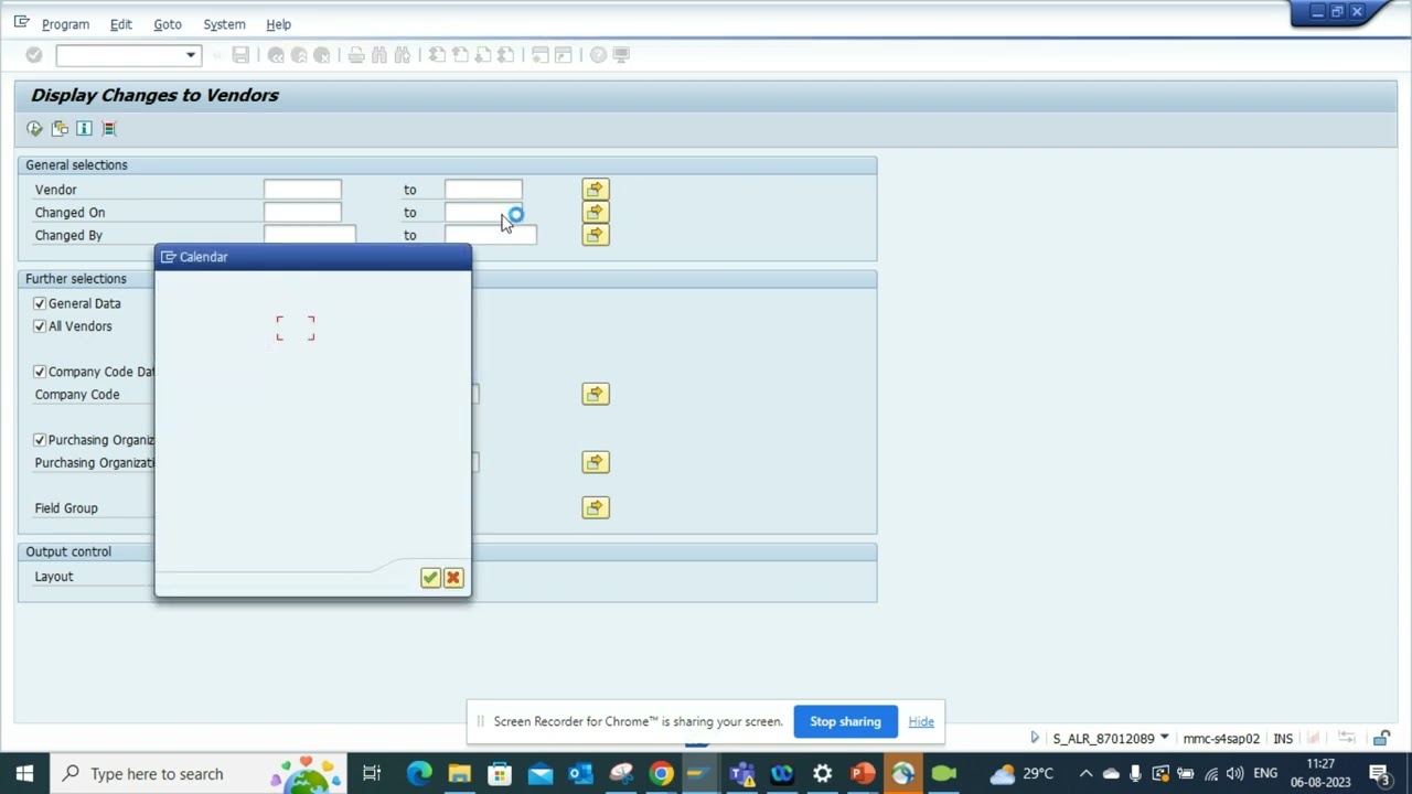 SAP Vendor Master Changes in a Report