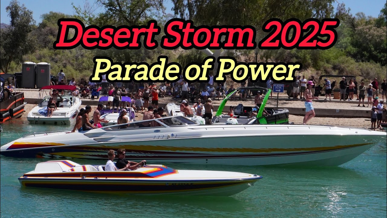 Desert Storm 2025 Parade of Power Million Dollar Boats Walk Along the Channel, Boats, People, Sounds