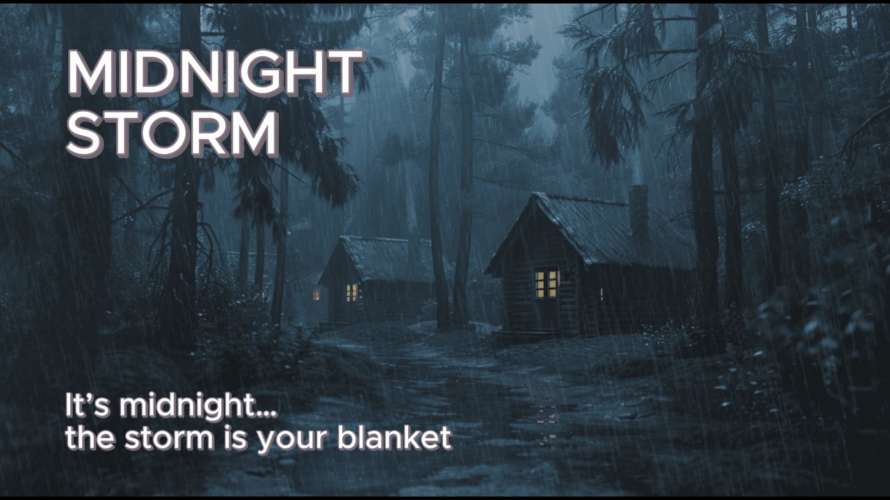Midnight Forest Cabin Storm | Heavy Rain & Thunder