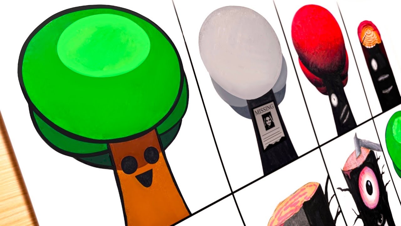 Рисунок Incredibox Sprunki Фаза 1 VS Фаза 2 VS Фаза 3 VS Фаза 4 VS Фаза 5 - Mr Tree
