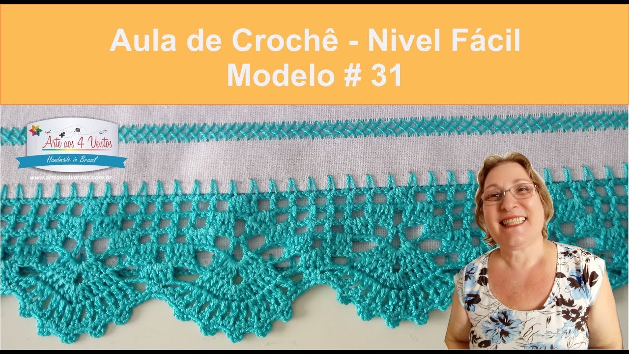 Aula de Crochê : Bico em Crochê - Fácil - Modelo 31