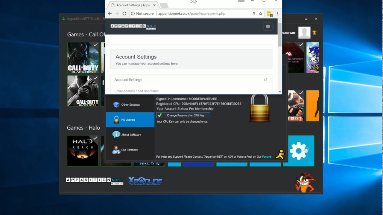 ApparitionNET Studio: Changing Your Password