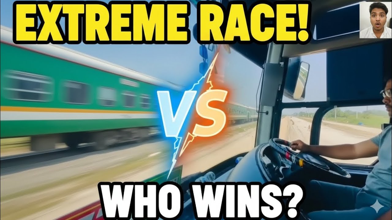 Hyundai bus vs train race ( হুন্দাই বাস vs ট্রেন রেস কে জিতবে দেখতে চোখ রাখুন ভিডিও তে )  
