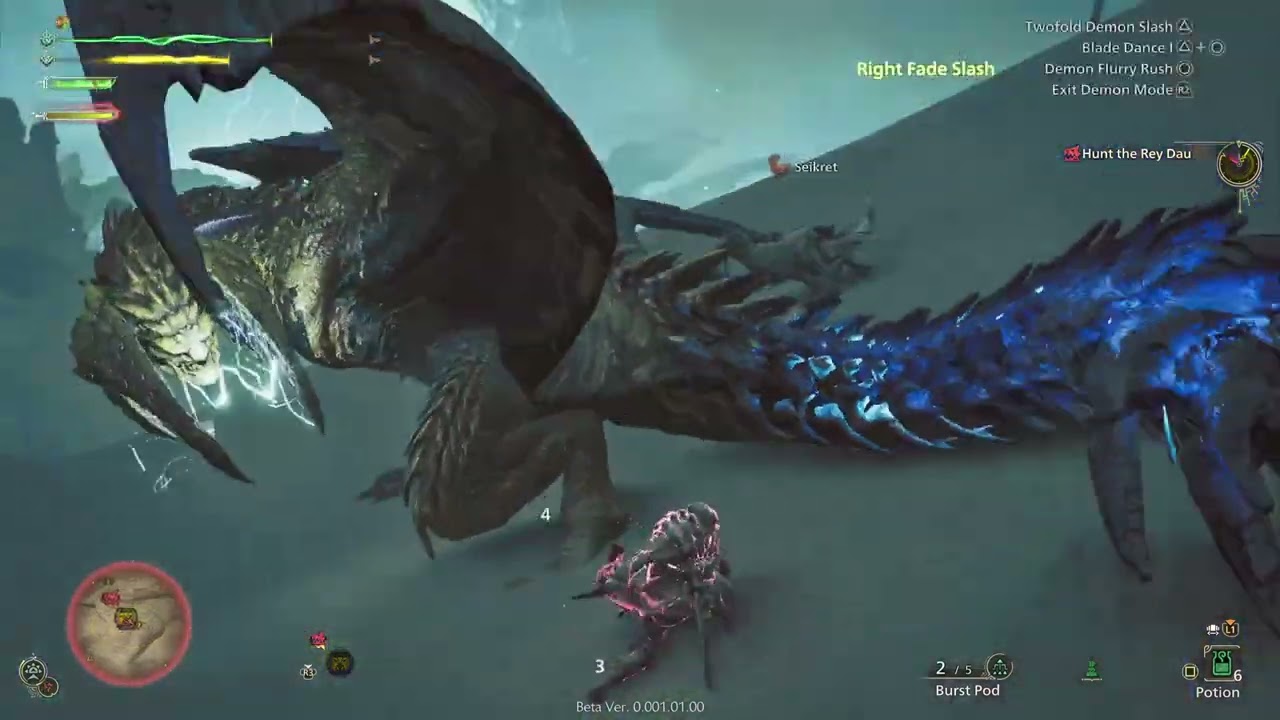 Monster Hunter Wilds Beta (Ver 0.001.01.00) - Rey Dau Hunt (Failed) [Dual Blades]
