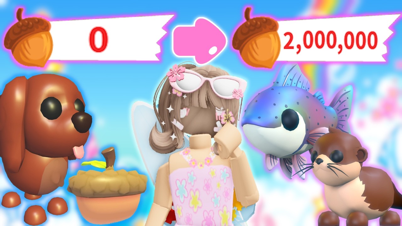 Grinding for 2 Million Acorns! One Week of Grinding | Adopt Me Summer Camp Roblox | Riivv3r